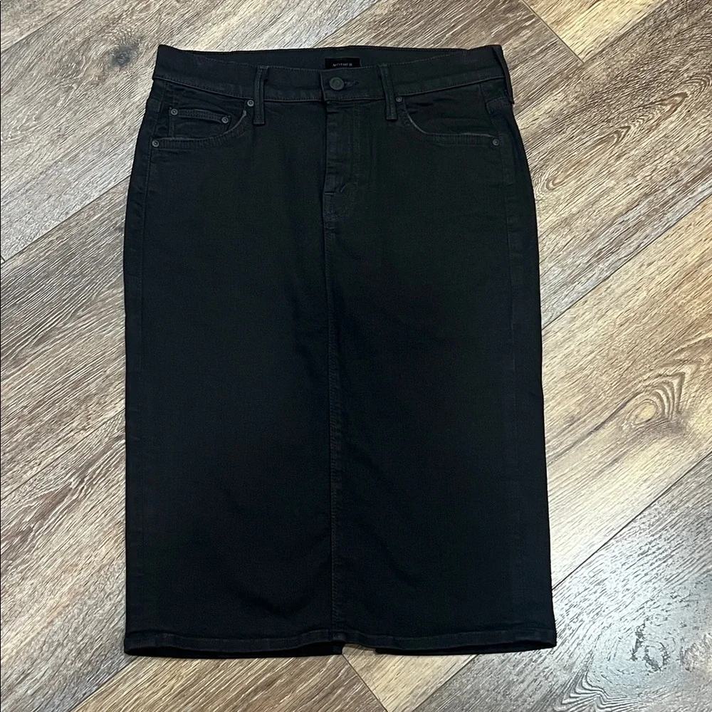 MOTHER The Peg Slit Black Pencil Skirt “Not Guilty” In Denim 🖤